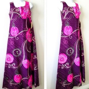 Vintage TORI RICHARD Purple Pink Printed Mu'u Mu'u Dress 8